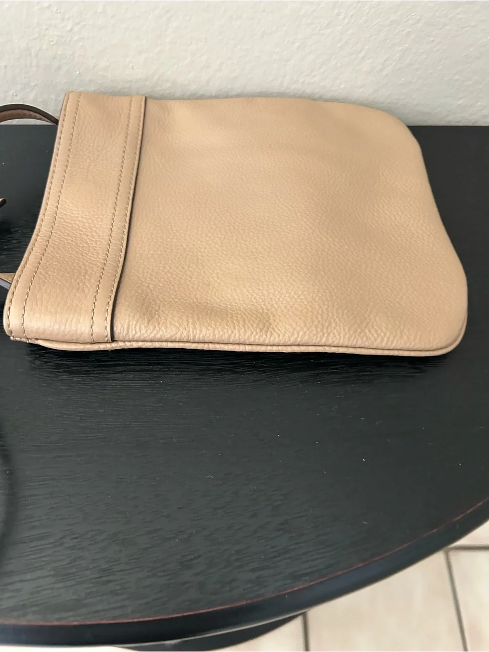 Michael Kors Beige/Tan Leather Crossbody with Dual Zip Accents
